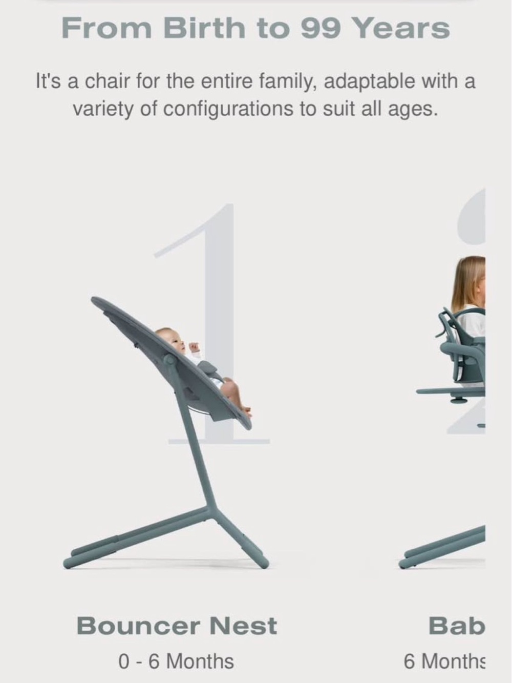 Cybex Lemo Highchair attachments - baby bouncer/nest and toddler tower